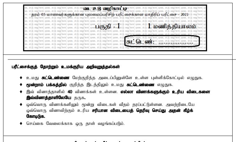 Read more about the article Grade 5 Scholarship Papers Tamil Medium | Model papers | PDF Easy Download